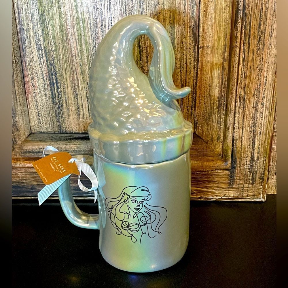 Rae Dunn Disney Princess Little Mermaid Iridescent Coffee Mug With Scales Topper - Picture 4 of 4